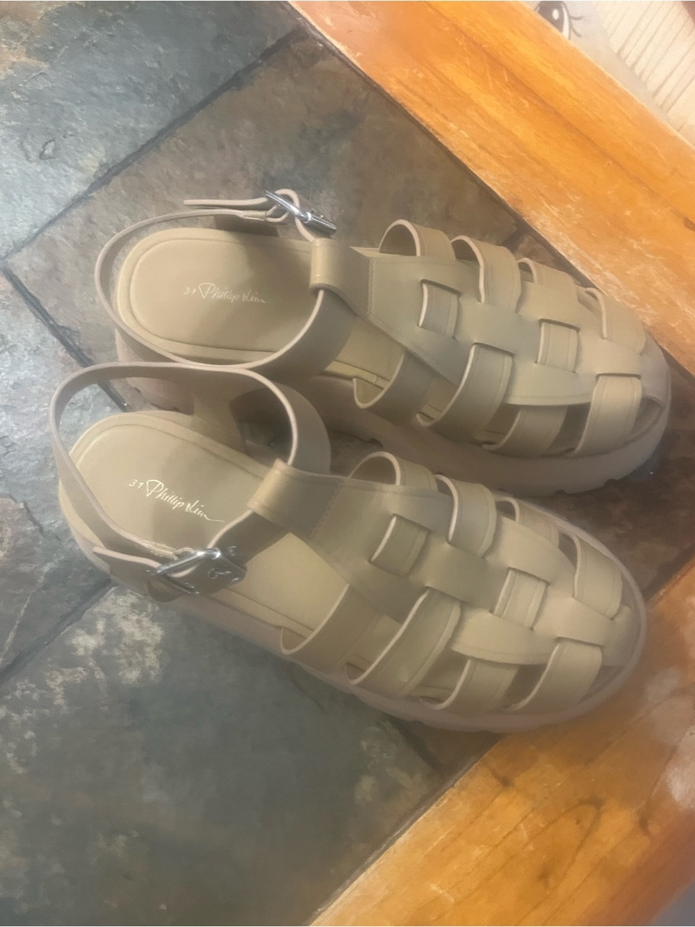 3.1 Phillip Lim Kids Taupe Woven Fisherman Sandals